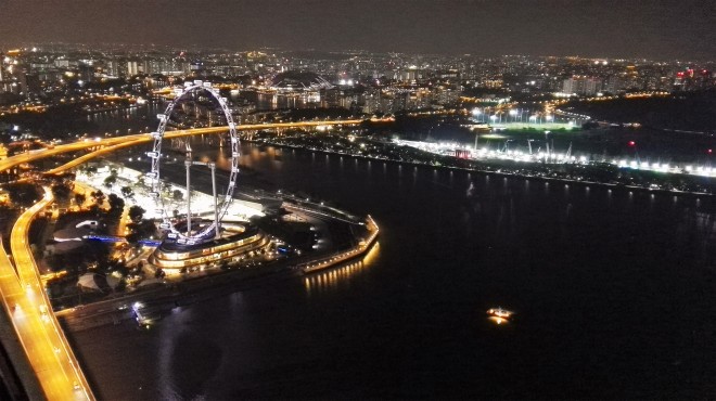 Vue de nuit du Marina Bay Sands sur Singapour